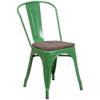 BOWERY HILL Metal Stackable Dining Side Chair in Green view 1