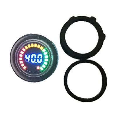 Taidacent Diameter 30mm Round Volte Meter Lithium Batteries DC Power Supply Tester Lead Acid Li Battery Waterproof Voltage Gauge (16V 4 String Li Battery Red Display)