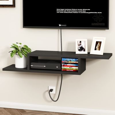 ChooChoo Floating TV Unit, Wall Mount Entertainment Center Media Console for Living Room, Bedroom, Black