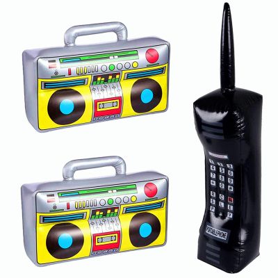 Virtue morals 3 Pcs Inflatable Mobile Phone Props Inflatable Radio Boombox for 80s 90s Party Decorations Hip Hop Theme Party Supplies