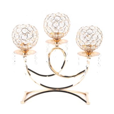 Crystal Candle Holders with 3 Candelabras Crystal Candelabra Classic Elegant Design with Crystal Drops Retro Candlestick Holder for Wedding Dinner Table Decoration Gifts