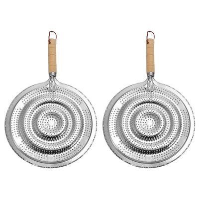 Heat Diffuser for Gas Stove, 2Pcs Diffuser Iron Heat Diffuser Plate Gas Stove Flame Reducer Flame Guards, Wooden Handle Heat Diffuser Pan for Gas Stove