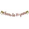 Cheers To 19 Years Banner,Pre-Strung, Rose Gold Paper Glitter Party Decorations For 19TH Wedding Anniversary 19 Years Old 19TH Birthday Party Supplies Letters Rose Gold ZHAOFEIHN view 1