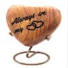 5MOONSUN5 Wooden Handcrafted Heart Urn Keepsake Cremation Urn for Human pet Ashes - Perfect for Adults & Infants with Brass Stand 3 inch with Engraving Always in My Heart view 1