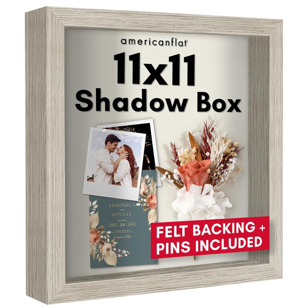 Americanflat 11x11 Shadow Box Frame - Engineered Wood - Driftwood