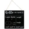 Baby Birth Announcement Chalkboard Message Board with Jute Hanger - 9.6 x 13.6 Inch view 1
