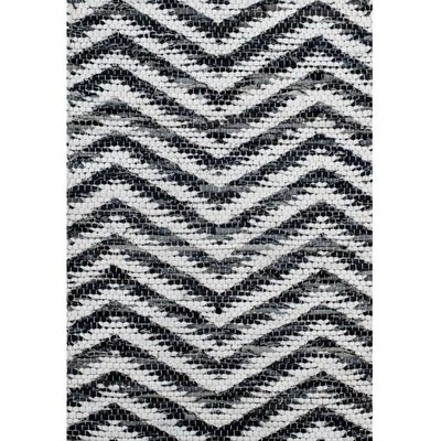 A&B Home Cotton/Denim Carpet with Shuttle Weave Durrie with Hamming - 24" x 36" - Chevron Pattern - Multi