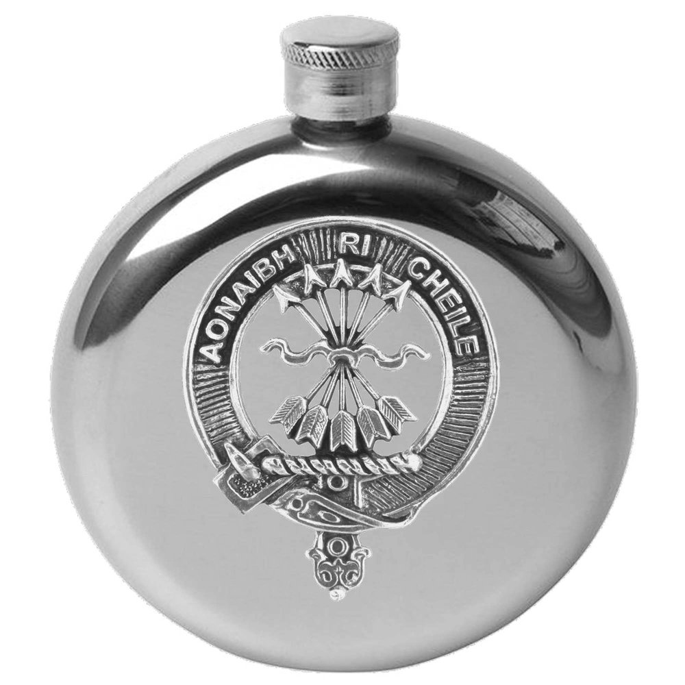 Cameron 5 oz Round Clan Crest Scottish Badge Flask