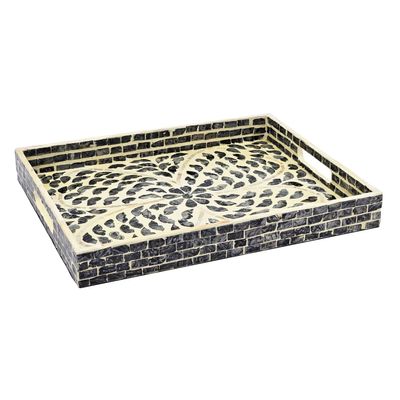 A&B Home Capiz Tray with Handles - Black or Green 15"x12"