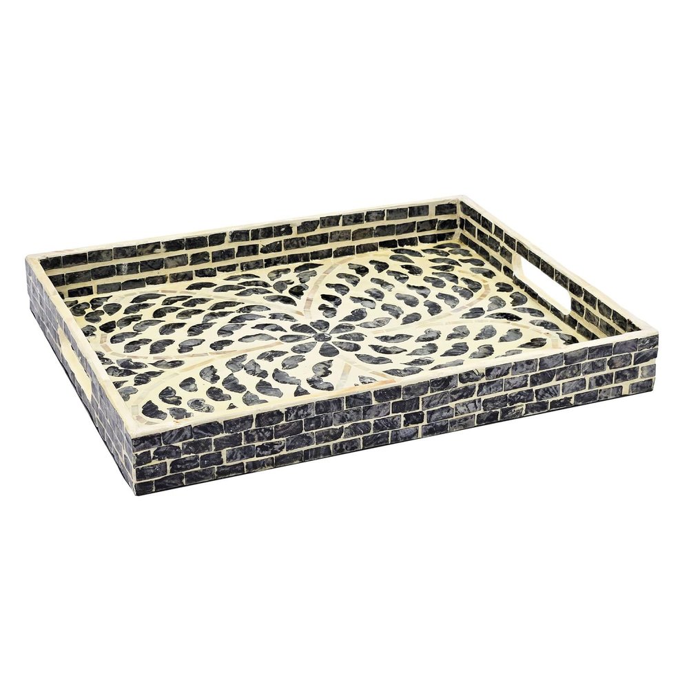 A&B Home Capiz Tray with Handles - Black or Green 15"x12"