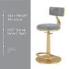 18~23" Adjustable Height Swivel Bar Stools Vanity Stool Modern Velvet Upholstered Kitchen Counter Stools Dining Chairs for Kitchen,Bistro,Coffee,Pub,Salon Gray view 1