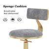18~23" Adjustable Height Swivel Bar Stools Vanity Stool Modern Velvet Upholstered Kitchen Counter Stools Dining Chairs for Kitchen,Bistro,Coffee,Pub,Salon Gray view 4