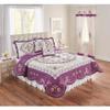 BrylaneHome Ava Oversized Embroidered Cotton Quilt - King, Plum view 1