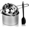 1000ML Double Boiler Pot with 2200ML Stainless Steel Pot and Silicone Spatula, Double Boiler Set for Melting Chocolate,Candy, Soap, Wax, Candle Making view 1