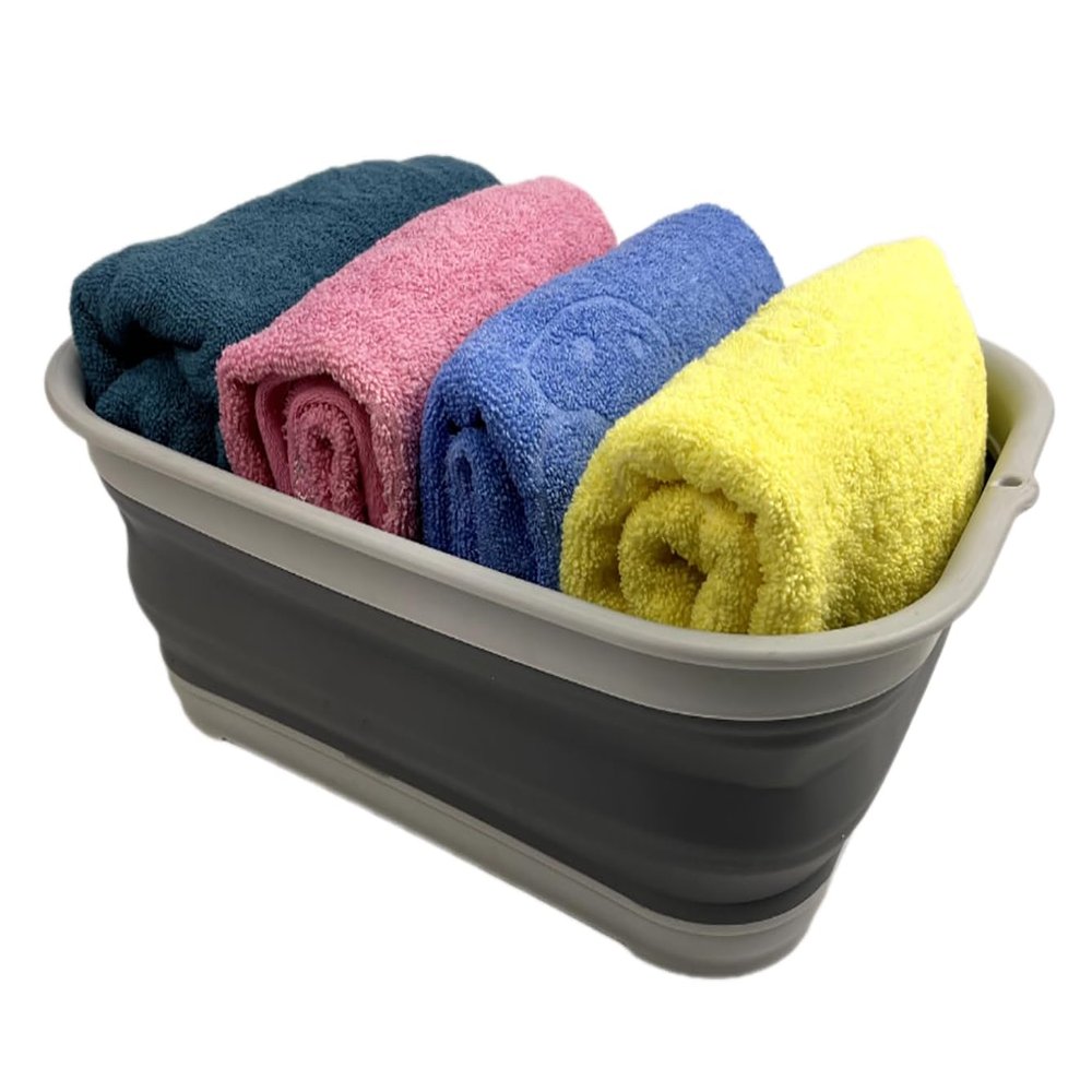 SAMMART 12L (3.17 Gallon) Collapsible Tub - Foldable Dish Tub - Portable Washing Basin - Space Saving Plastic Washtub (1, Grey/Dark Grey)