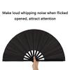 DUO ER 2 Pcs Large Folding Fan Nylon Cloth Handheld Folding Fan Chinese Kung Fu Tai Chi Fan Black Decoration Fold Hand Fan for Par view 2