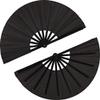 DUO ER 2 Pcs Large Folding Fan Nylon Cloth Handheld Folding Fan Chinese Kung Fu Tai Chi Fan Black Decoration Fold Hand Fan for Par view 3