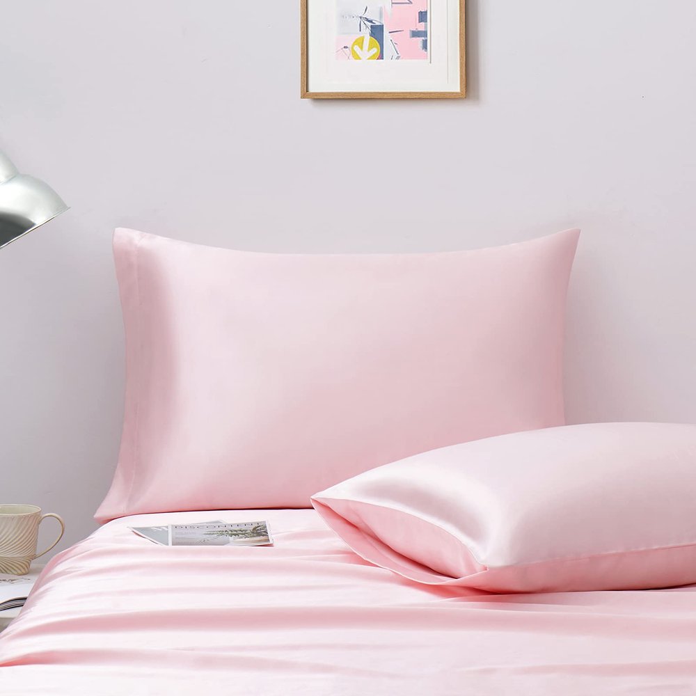 Ersmak Satin Pillowcase Standard Set of 2, Ultra Soft & Silky Satin Pillow Cases for Hair and Skin, Wrinkle Fade Resistant Pillow Covers with Envelope Closure (Blush Pink)
