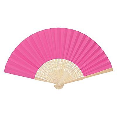 DUO ER Hand Held Fans Silk Bamboo Folding Fans Handheld Folded Fan for Church Wedding Gift Party Favors DIY Decoration (Color : Rose)