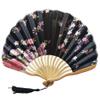DUO ER Chinese Pattern Chinese Style Hand Held Fans Silk Bamboo Folding Fans Handheld Wedding Hand Fan Cool Bamboo Flower Personalized (Color : A) view 1