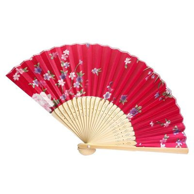 DUO ER 2pcs Summer Vintage Bamboo Silk Folding Hand Held Flower Fan Chinese Dance Party Pocket Gifts Wedding Colorful (Color : G)
