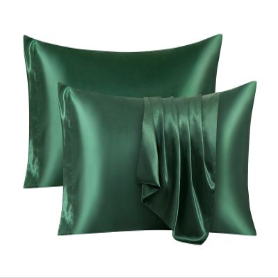Ersmak Satin Pillowcase Queen Set of 2, Ultra Soft & Silky Satin Pillow Cases for Hair and Skin, Wrinkle Fade Resistant Pillow Covers with Envelope Closure (Dark Green)