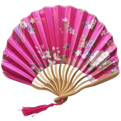 DUO ER Chinese Pattern Chinese Style Hand Held Fans Silk Bamboo Folding Fans Handheld Wedding Hand Fan Cool Bamboo Flower Personalized (Color : I)