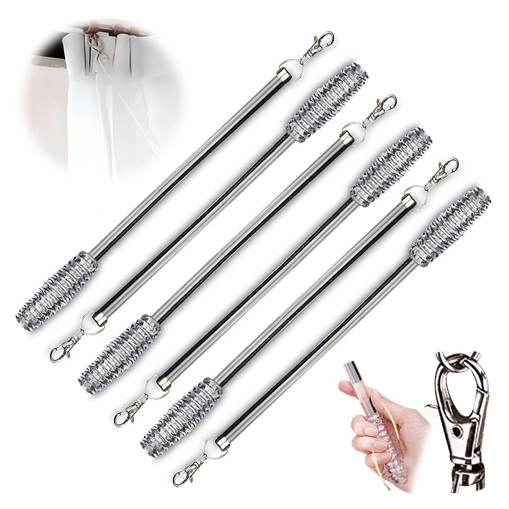 Jos & Haz Curtain Pull Wand Clear Acrylic 36" (6 Pack)  Pull Rod Wand for Grommet Panels, Vertical Blinds, Shower Drapes  Invisible Curtain Opener Stick for Opening & Closing Curtains