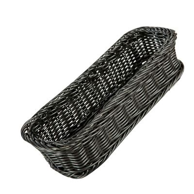Cabilock 1pc Multi-functional Rectangular Imitation Rattan Basket for Use Grey Woven Storage Plate Basket for Organizing Utensils Snacks and Bread
