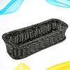Cabilock 1pc Multi-functional Rectangular Imitation Rattan Basket for Use Grey Woven Storage Plate Basket for Organizing Utensils Snacks and Bread view 2