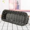 Cabilock 1pc Multi-functional Rectangular Imitation Rattan Basket for Use Grey Woven Storage Plate Basket for Organizing Utensils Snacks and Bread view 4