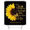 AZHM 4pcs Sunflower Shower Curtain Set Inspirational Quotes Flower Bathroom Decor with Rugs Bathroom Accessories Set Bathroom Curtain Shower with 12 Hooks view 3