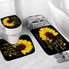 AZHM 4pcs Sunflower Shower Curtain Set Inspirational Quotes Flower Bathroom Decor with Rugs Bathroom Accessories Set Bathroom Curtain Shower with 12 Hooks view 4