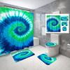 4 Piece Tie Dye Shower Curtain 4 Pieces Sets,Waterproof Fabric Bathroom Sets with Non-Slip Rugs,Toilet Lid Cover and Bath Mat,Waterproof and Durable Shower Curtain with Standard Size view 1