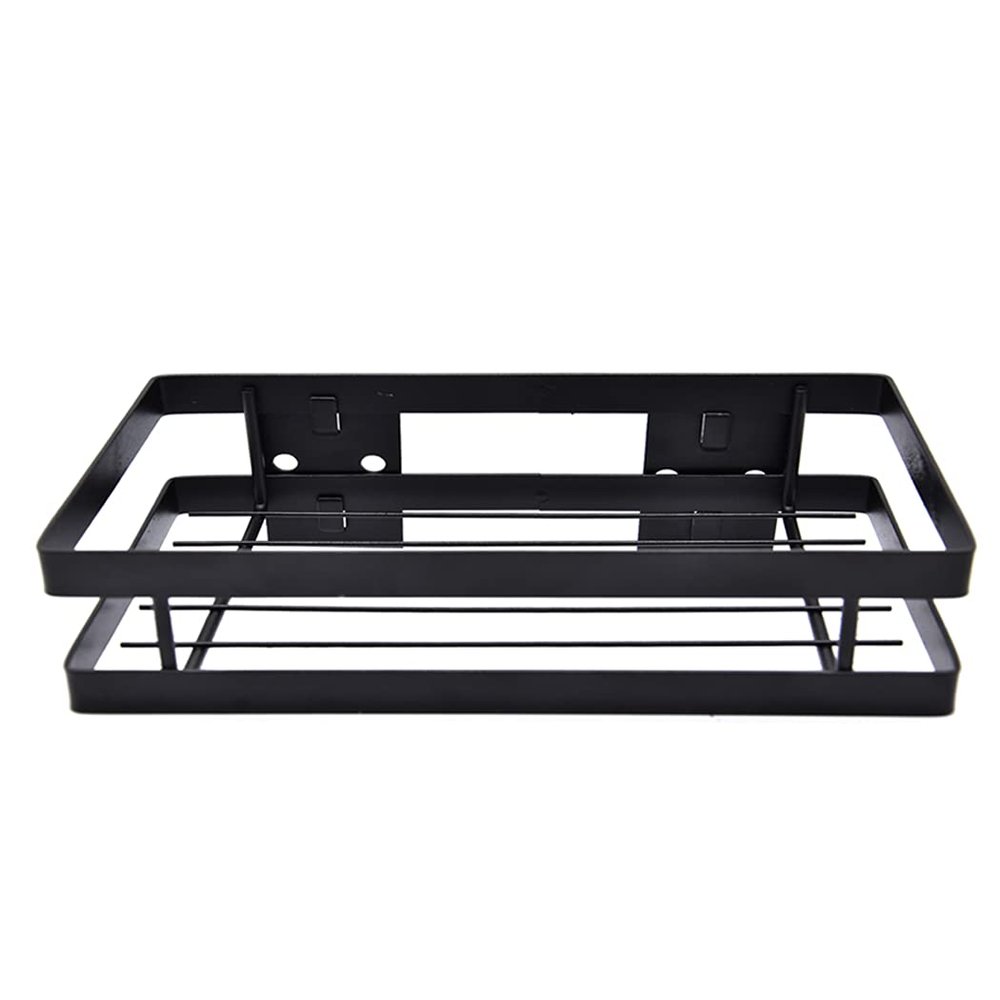 Hoshen Kitchen Hanging Buckle Spice Rack, Wrought Iron Coating Storage Rack, Wall-Mounted Spice Bottle Jam Storage Rack, Bathroom Storage Rack1 Piece Black35CM