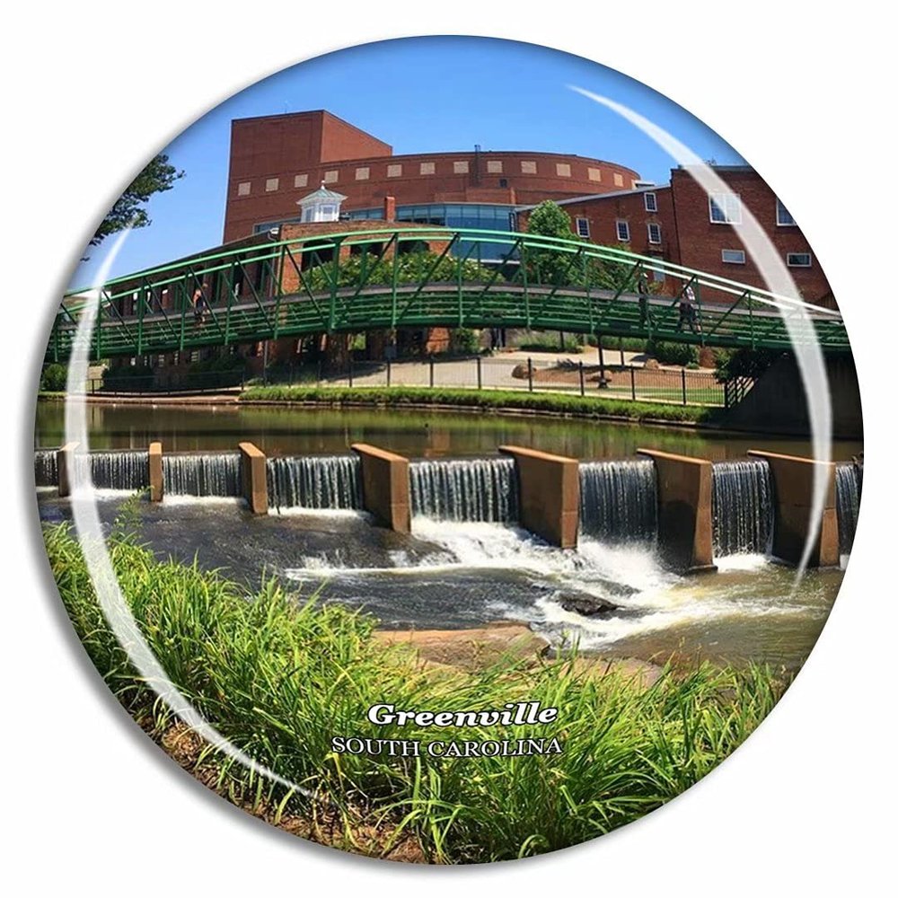 Greenville Falls Park on The Reedy South Carolina USA Fridge Magnet Travel Gift Souvenir Collection 3D Crystal Glass
