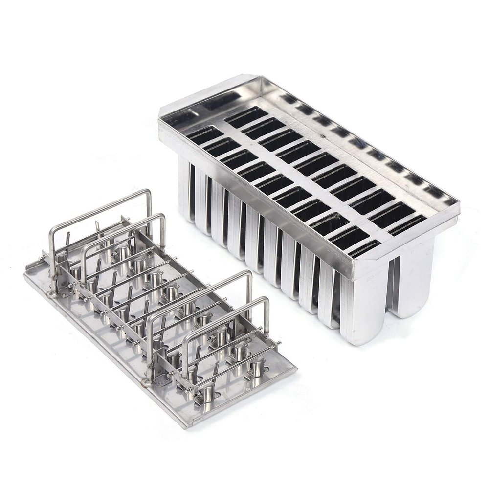 20PCS Stainless Steel Frozen Ice Cream Molds Ice Cream Pop Maker Freezer Tray,Commercial Ice Cream Stick Holder 0.8mm Silver