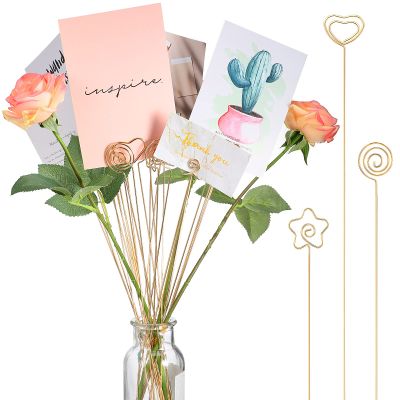 Sunnyray 30 Pieces Metal Wire Floral Picks Wire Place Card Holder Stand 13 Inch Table Name Number Picture Clips Menu Note Memo Holder for Wedding Birthday Party
