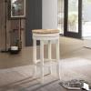 Carolina Chair & Table Stellan 30" Swivel Bar Stool with Rush Seat - Antique White Finish Farmhouse Solid Wood Frame Kitchen Stool - Built in Footrest, Compact Round Seat for Counter Height Seating view 2