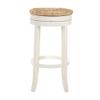 Carolina Chair & Table Stellan 30" Swivel Bar Stool with Rush Seat - Antique White Finish Farmhouse Solid Wood Frame Kitchen Stool - Built in Footrest, Compact Round Seat for Counter Height Seating view 4