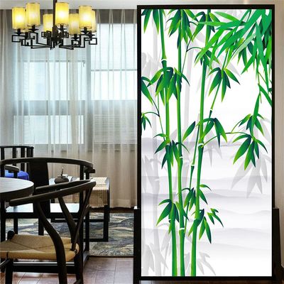 Decortive Window Film Privacy Green Plant Bamboo Static Cling Window Stickers No Glue Frosted Window Coverings Window Window Tint (W x L) 90x140cm(35.2"x55.1")