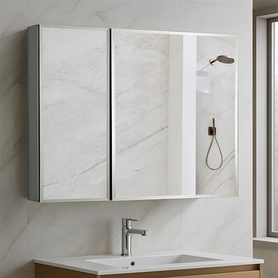 Blossom 30x26 Inch Aluminum Medicine Cabinet with Mirror  Recessed or Surface Wall Mounted Bathroom Storage with Adjustable Glass Shelves, Soft Close Hinges, Rust-Resistant and Modern Mirrored Design