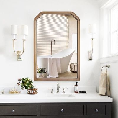 WallBeyond 24" x 36" Natural Wood Mirror for Wall Mounted, Rustic Wood Frame Wall Mirrors Decorative for Living Room or Bathroom Mirror (Natural Color)