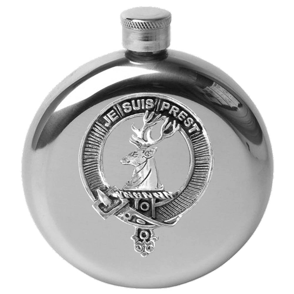 Fraser 5 oz Round Clan Crest Scottish Badge Flask