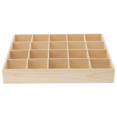 Artibetter 1pc 20 Compartment Wooden Storage Box Stable Practical Underwear Storage Case Socks Organizer Sundries Container Storage Box for Socks Panties (Original Wooden Color)