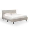East West Furniture FN08K-2VL14 3-Piece Platform King Size Bedroom Set with 1 Mid Century Bed and 2 Night Stands - Reliable and Durable Manufacturing - Mist Beige Linen Fabric view 3
