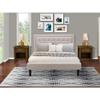 East West Furniture FN08Q-2GA08 3-Piece Platform Bed Set with 1 Queen Wood Bed Frame and 2 Mid Century Modern Nightstands - Reliable and Sturdy Manufacturing - Mist Beige Linen Fabric view 2