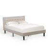 East West Furniture FN08Q-2GA08 3-Piece Platform Bed Set with 1 Queen Wood Bed Frame and 2 Mid Century Modern Nightstands - Reliable and Sturdy Manufacturing - Mist Beige Linen Fabric view 4