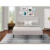 East West Furniture FN08K-1GA08 2-Piece Fannin King Size Bed Set with 1 Modern Bed and 1 Wood Nightstand - Reliable and Sturdy Construction - Mist Beige Linen Fabric view 2
