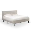 East West Furniture FN08K-1GA08 2-Piece Fannin King Size Bed Set with 1 Modern Bed and 1 Wood Nightstand - Reliable and Sturdy Construction - Mist Beige Linen Fabric view 4